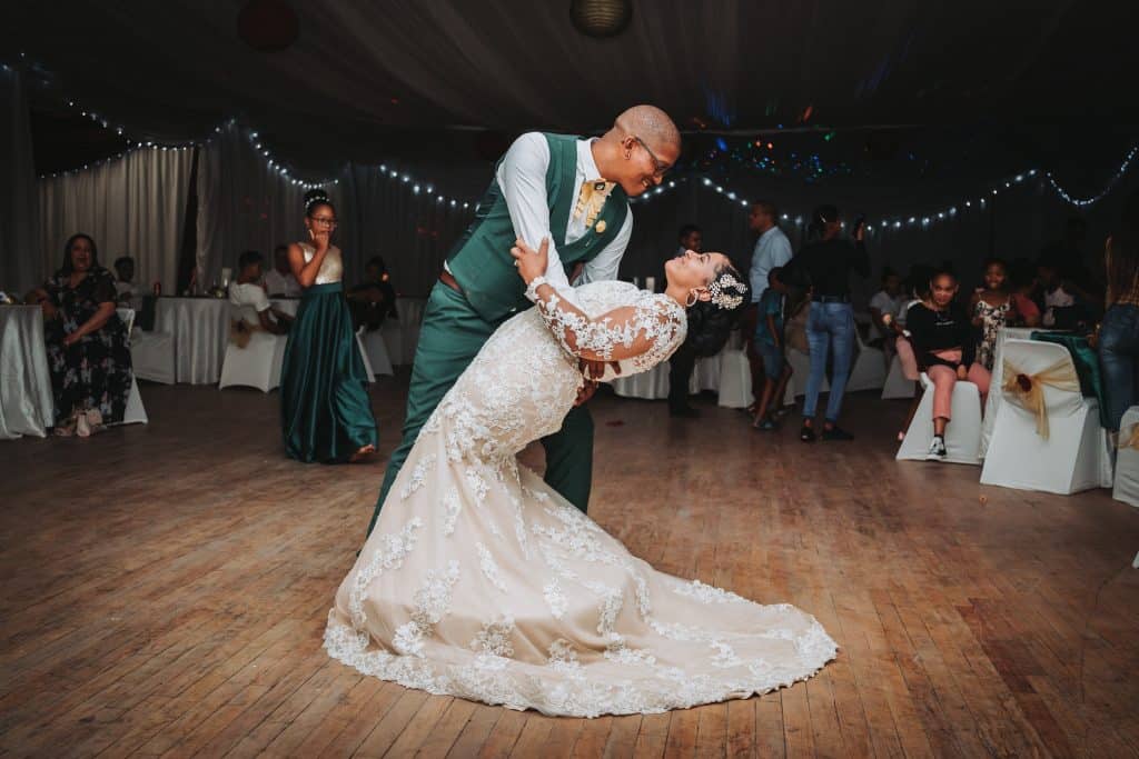 a photo of a bride and groom dancing