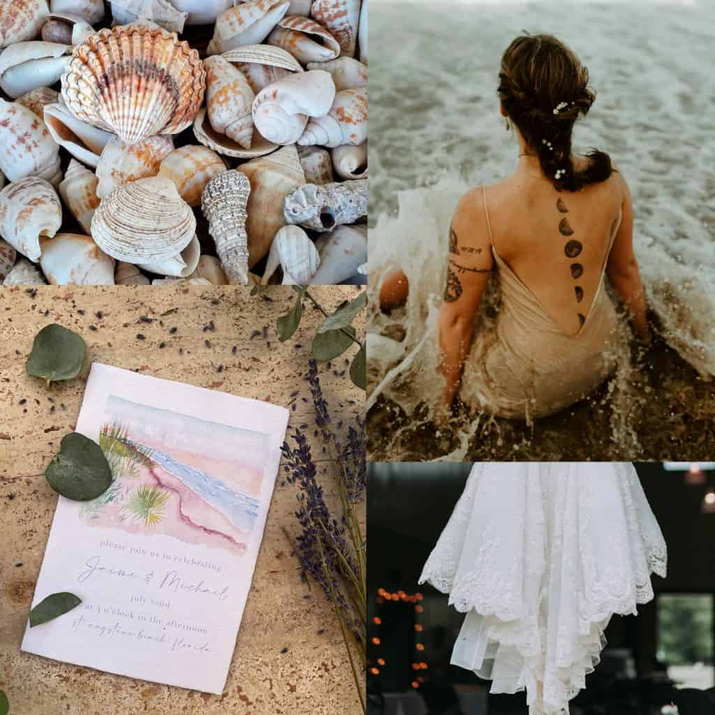 beach and mermaid wedding collage