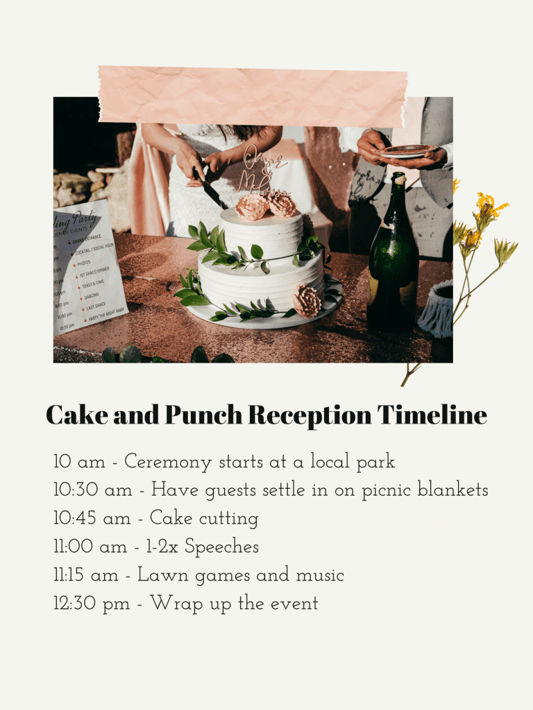 cake and punch reception timeline