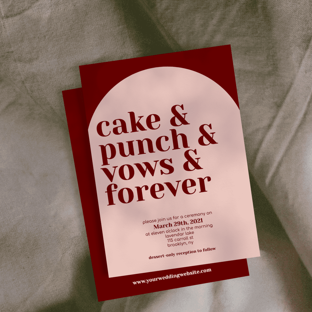 cake and punch reception invitation