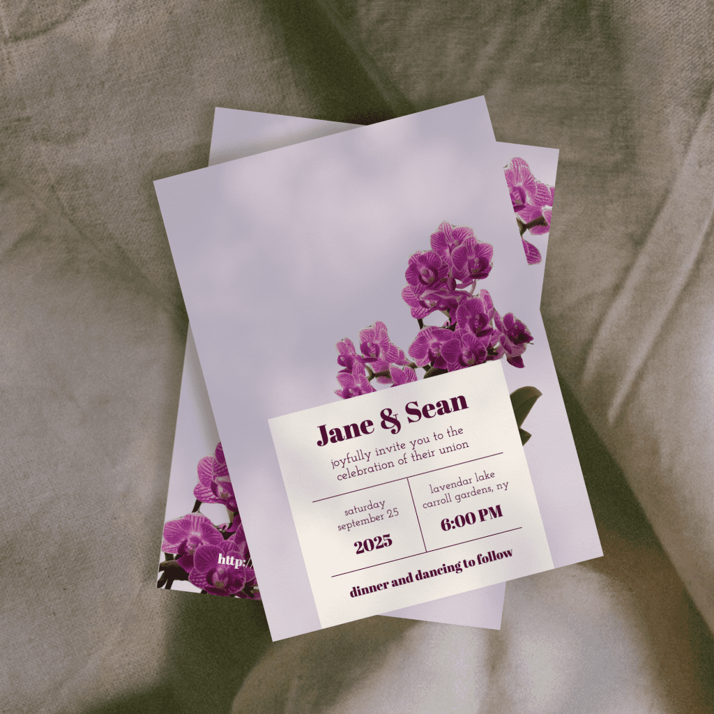 orchid wedding invitation template