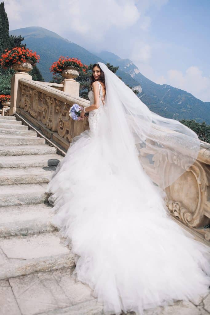 bride on steps in italy