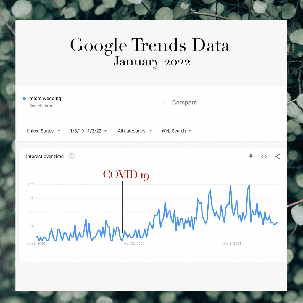 Google trends data on micro weddings since 2019
