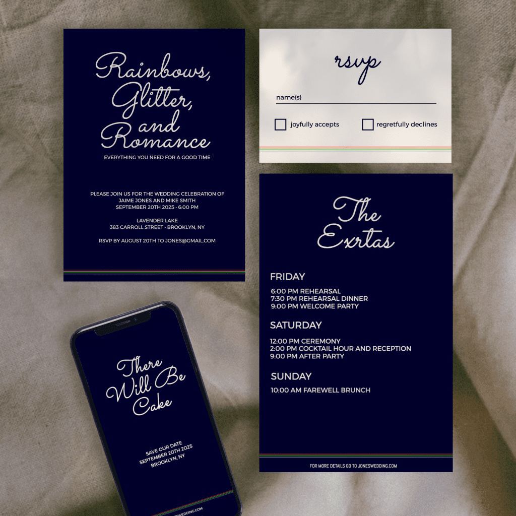 image of navy blue wedding invitations