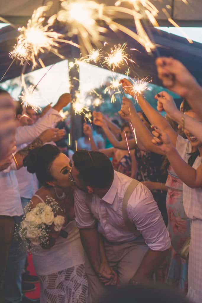 picture of a sparkler send off at a brazillian wedding