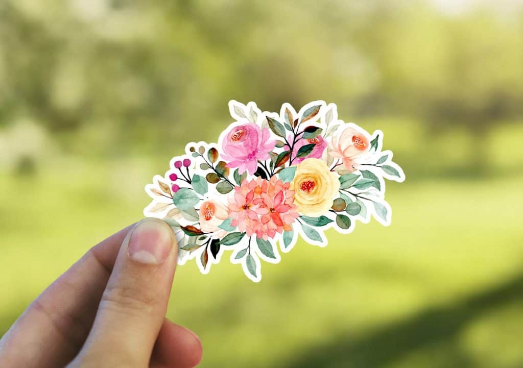 watercolor floral sticker