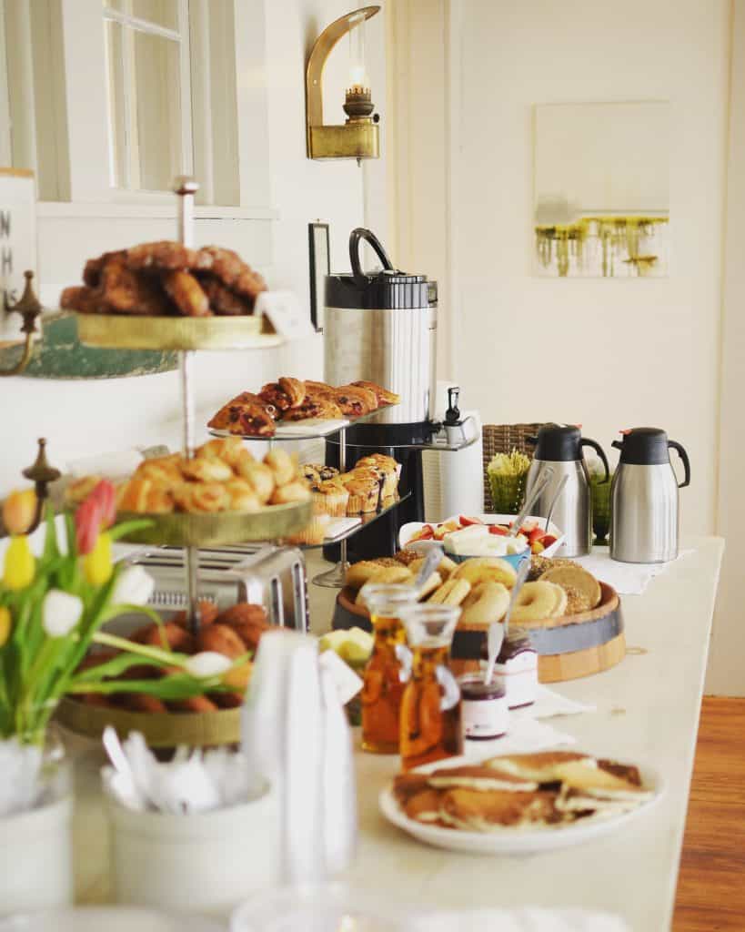a coffee and breakfast buffet
