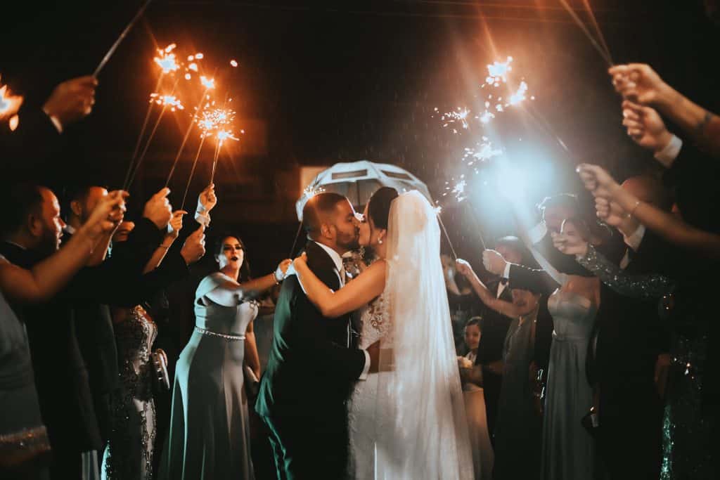 couple's first dance with sparklers