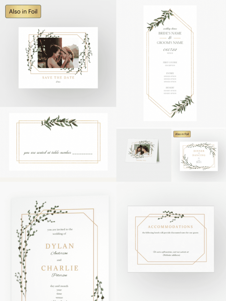 Zazzle wedding stationery design with matching products 