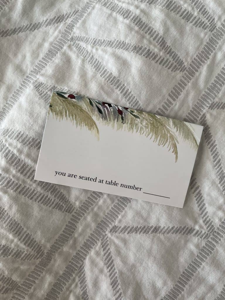 place card from vistaprint