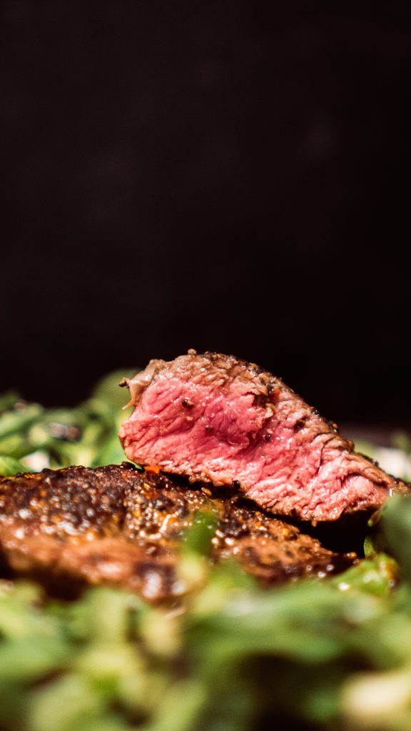close up of steak