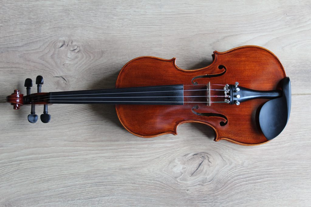 violin on a wood background