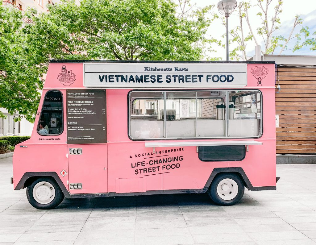pink Vietnamese food truck