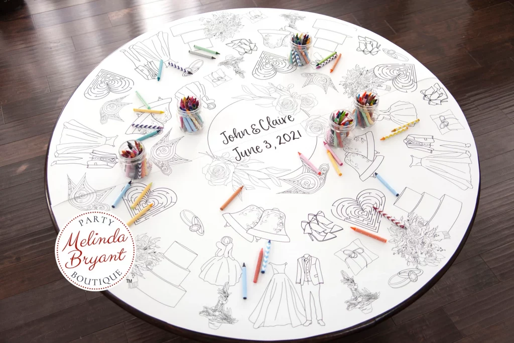 customizable wedding kids coloring table cloth