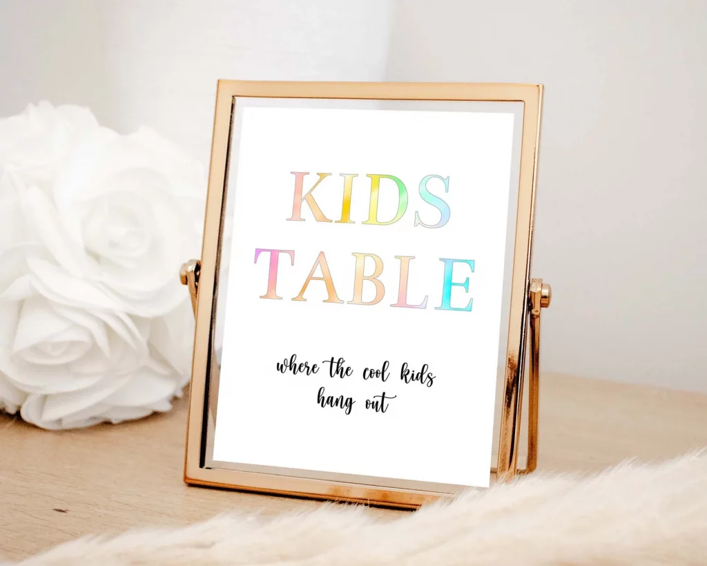 kids table sign