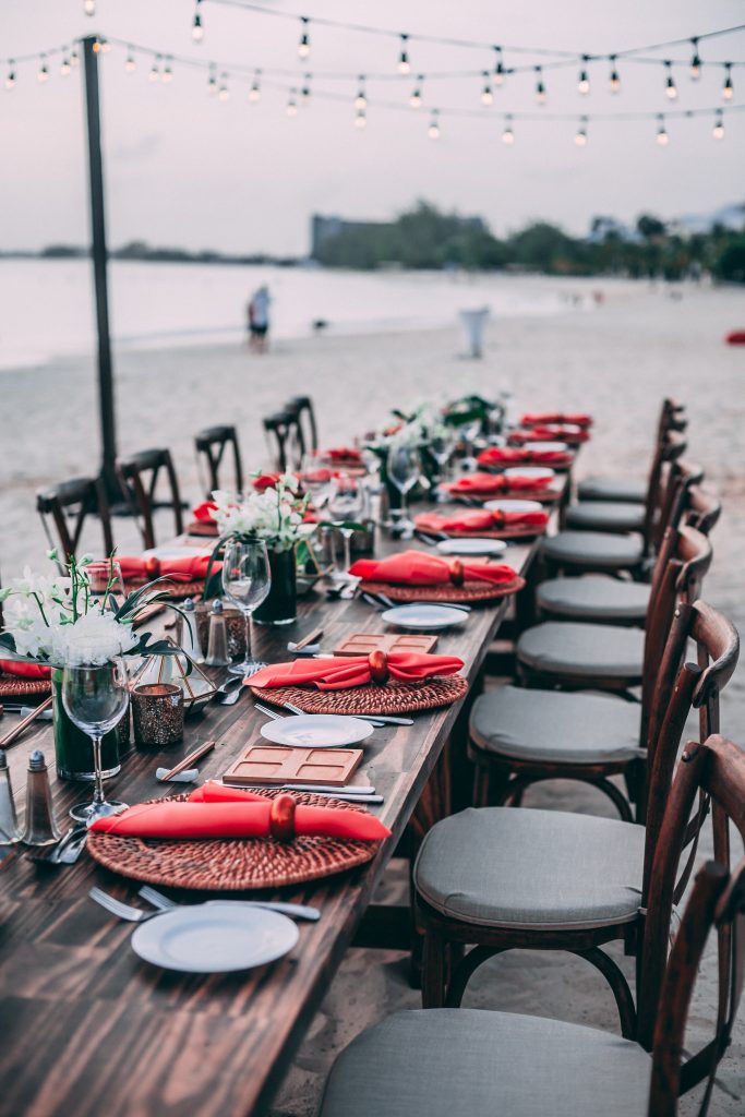beach wedding table and chairs